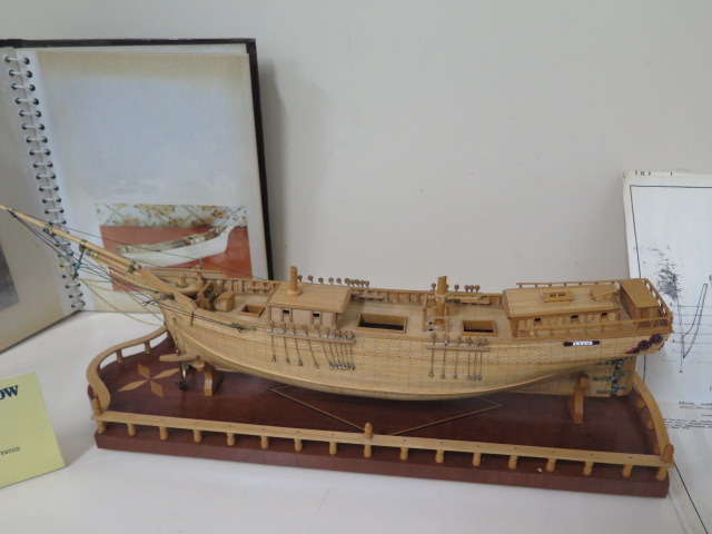 A 1:48 plank built model of The Brigantine Leon with plans and album showing the construction with - Image 2 of 4