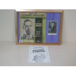 A George Formby hand signed 6" x 4" postcard framed with original 'When I'm cleaning windows'