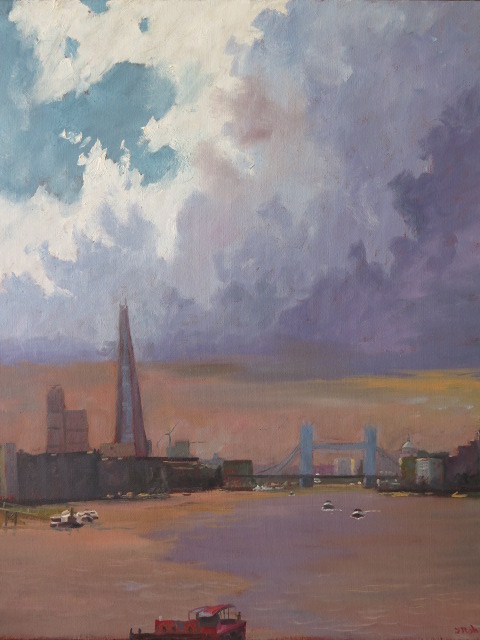 Oil painting, John Rohda, The Thames, framed 61cm x 51cm in good condition - Image 2 of 2