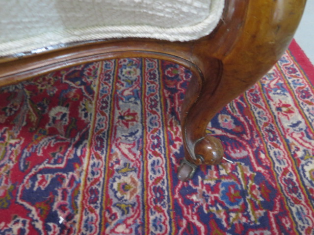 A Victorian mahogany button back upholstered armchair, recently re-upholstered and in good - Image 3 of 4