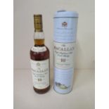 A Macallan 10 year old bottle of single Highland Malt Scotch whisky, 70cl matured in sherry wood,