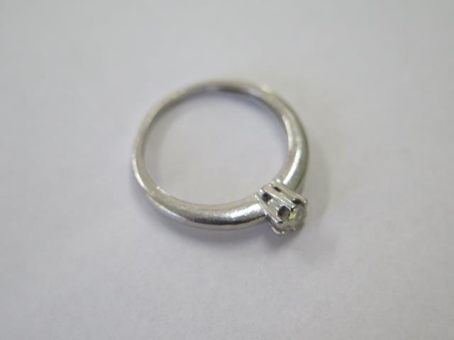 A platinum 950 diamond solitaire ring, size L, approx 3.2 grams, diamond approx 0.20ct, some usage - Image 3 of 4