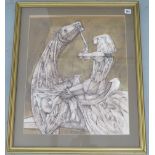 A Peter Nuttall watercolour study of a knight on horseback in a gilt frame, 73cm x 61cm, in good