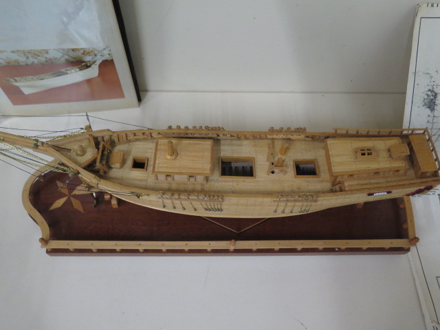 A 1:48 plank built model of The Brigantine Leon with plans and album showing the construction with - Image 3 of 4