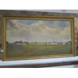 An oil on canvas of a British Army encampment signed S Fall (?) bottom right in a gilt frame,