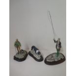 Three Border Fine Art figures, fisherman, shepherd and dog and Collie, all good condition, no boxes