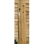 A new green oak bicycle lock post, 157cm tall x 19cm x 19cm with plaque and ring plate