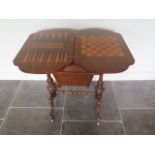 A good quality burr walnut Victorian worktable with a foldover games table top above a drawer and