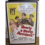 A 1962 Universal Pictures Co film poster for the comedy Nearly a Nasty Accident, frame size 108cm