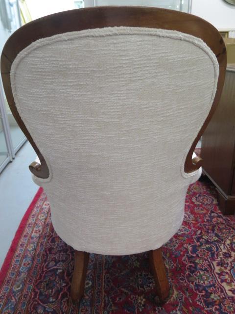 A Victorian mahogany button back upholstered armchair, recently re-upholstered and in good - Image 4 of 4