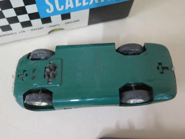Two tinplate Scalextric racing cars with drivers, steering wheel missing to one, not running some - Image 4 of 6