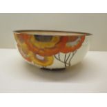 A Royal Staffordshire pottery honeyglaze Clarice Cliff Rhodanthe bowl, 8.5cm tall x 20cm diameter,