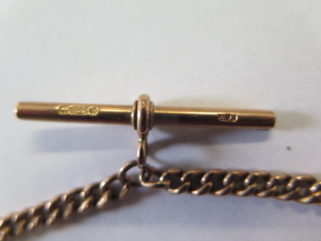 A hallmarked 9ct yellow gold double Albert watch chain, 39cm long, approx 25 grams, clasp working - Image 2 of 2