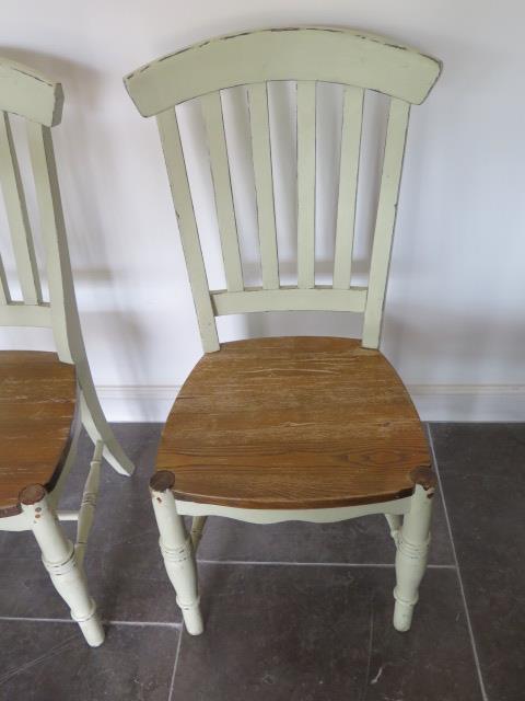 Four green painted shabby chic dining chairs, 104cm tall - Image 2 of 2