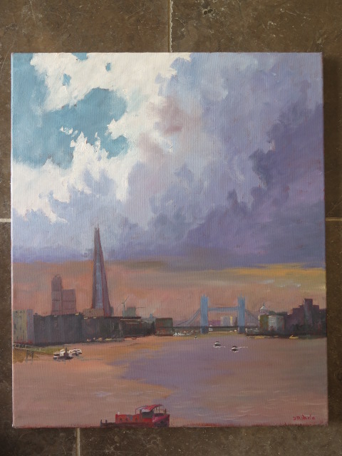 Oil painting, John Rohda, The Thames, framed 61cm x 51cm in good condition