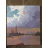 Oil painting, John Rohda, The Thames, framed 61cm x 51cm in good condition