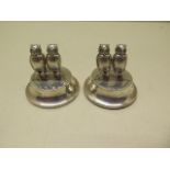 A pair of silver owl place / menu holders, 4.5cm tall, Birmingham 1906/07 L & S, generally good, one