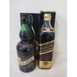 A 75cl bottle of Johnnie Walker black label 12 year extra special Scotch whisky and a 70cl bottle of