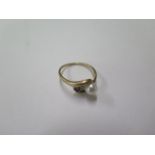 A 9ct ring, missing a pearl, size L, approx 2 grams, marked 9ct
