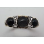 A 9ct yellow gold Victorian style onyx and diamond ring, size M 1/2, hallmarked, approx 3.3 grams,
