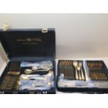 A Bestecke SBS Solingen 12 setting gold plated canteen of cutlery in a briefcase, canteen all good