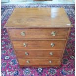 A 19th century chest of drawers of small proportions with four drawers, 75cm tall x 64cm x 45cm in