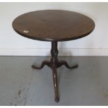 A 19th century tripod side table with a single piece top, 77cm diameter x 70cm tall