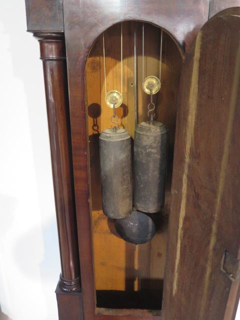 A Scottish mahogany 8 day striking longcase clock with a 13" round painted dial, signed John Findlay - Image 3 of 6