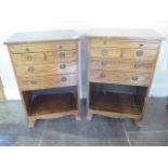 A near pair of mahogany bedside chests with a slide above four drawers, 65cm and 66cm tall x 43cm