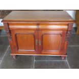 A 19th Century Mahogany 2 drawer 2 door cabinet . 79 cm tall by 102 by 53 cm