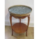 A Walnut Ormulu mounted marble top side table with a small drawer , 67 cm tall 47 cm wide in good c