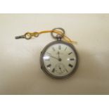 A silver pocket watch David Wolff Sunderland, 5.5cm wide, running, generally good