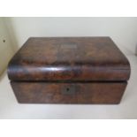 A Victorian walnut writing slope, 30cm wide, reasonably good some wear, no key