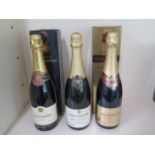 Three bottles of Champagne Tattinger Brut Reserve, boxed, Bollinger special cuvee brut and Bollinger