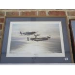 Memorial Flight print by Robert Taylor signed by Norman Jackson VC Johnnie Johnson and Peter