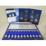 John Pinches of London, limited edition set of 12 silver zodiac spoons sculpted by David Cornell