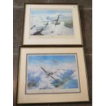 Two Robert Taylor prints 'Spitfire' signed Douglas Bader and Johnnie Johnson and 'Duel of Eagles'