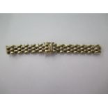 A hallmarked 9ct yellow gold gatelink bracelet, 19cm long, approx 11.9 grams, generally good and