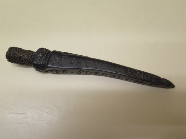 An interesting 17cm ebony carving, carved by George Sherriff, a seaman from Brixham, Devon who was - Image 2 of 5