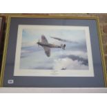 Angels Three Zero print by Robert Taylor signed Bobby Oxspring and Robert Taylor in a gilt frame,