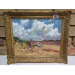 John Rohda oil on board Wells next the sea, in an ornate gilt frame in good condition, frame size