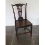 A Georgian Elm single side chair with a vase shaped splat, 94cm tall x 49cm wide, seat height