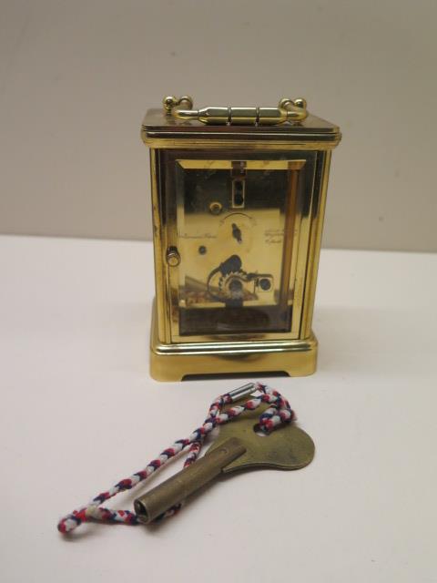 A Bernard Freres brass carriage clock, 11cm tall, in good condition, running with a key - Image 3 of 3