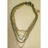 A vintage designer Francoise Montague of Paris gilt pearl and bead necklace with original label,