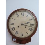 A mahogany drop dial striking wall clock with a 12" dial in running order