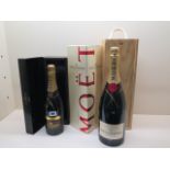 A 150cl bottle of Moet and Chandon Imperial Brut Champagne with box and case, slight wear to foil