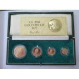 A Royal Mint 1980 gold proof four coin set £5, £2, sovereign and half sovereign, each has obverse