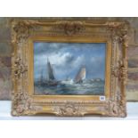 A Brian Murray oil on panel seascape in an ornate gilt frame, frame size 53cm x 63cm, in good