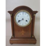 An Edwardian bracket clock with 8 day striking movement in restored working condition, 33cm tall