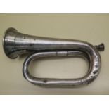 A silver plated Boosey and Hawkes bugle engraved Sheffield from the city to The ship 1946, HMS